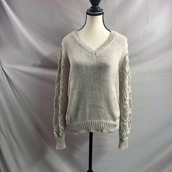 Pointelle Knit Sweater Beige - Picture 6 of 6